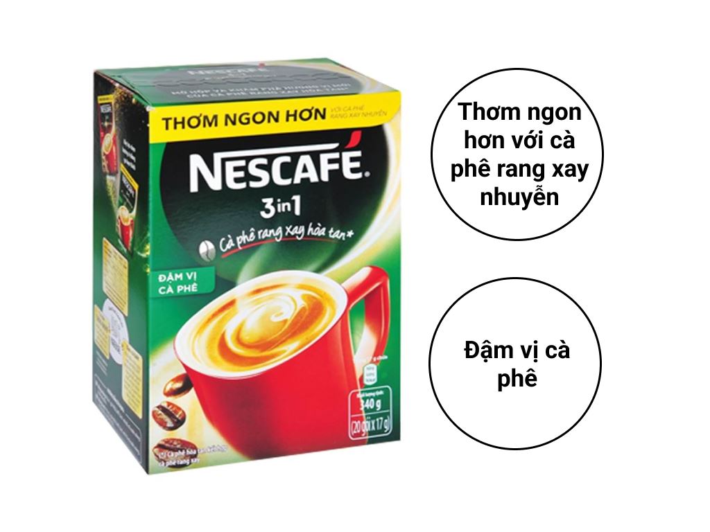 Nescafe cà phê 3in1 đậm vị cà phê hộp xanh 340g - 越南咖啡 3in1