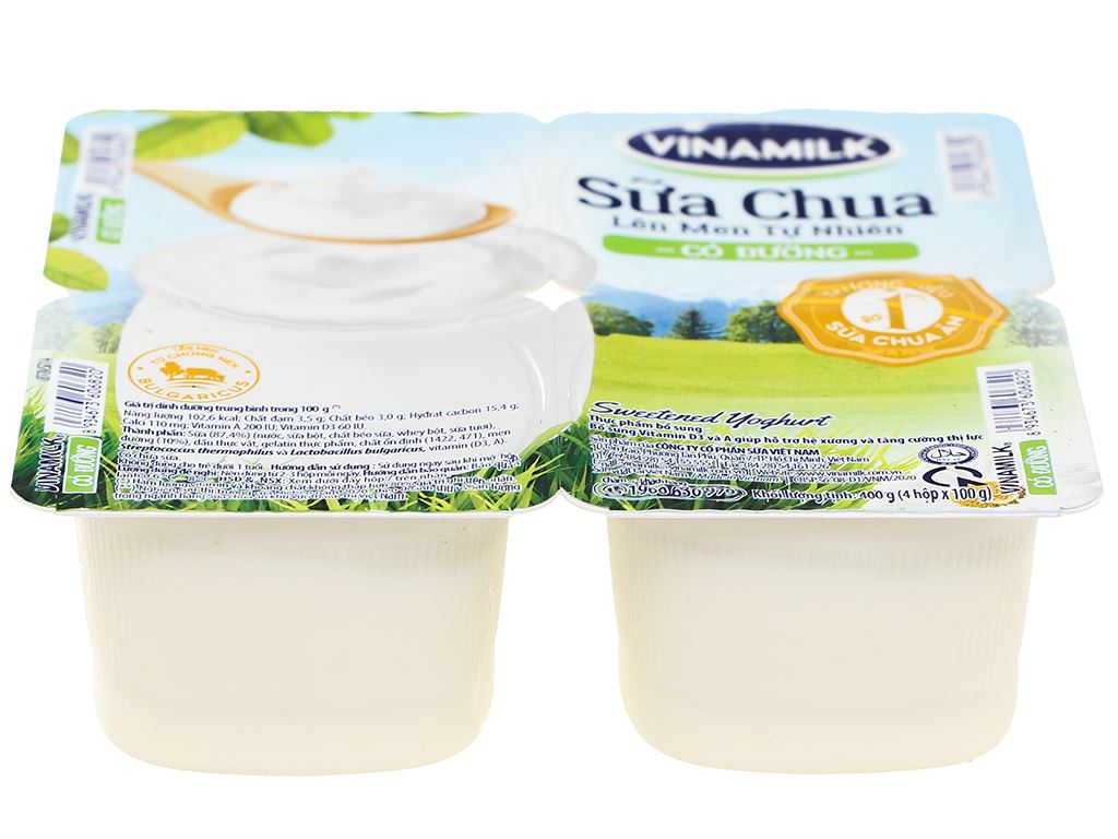 vinamilk lốc 4 hộp sữa chua có đường 100g - 越南優酪乳