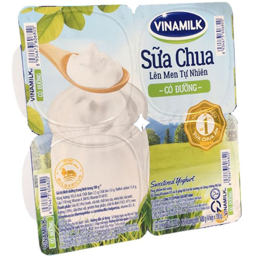 vinamilk lốc 4 hộp sữa chua có đường 100g - 越南優酪乳