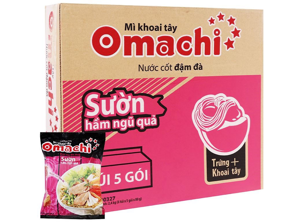 Omachi mì tôm sườn hầm ngũ quả 80g - 排骨風味麵