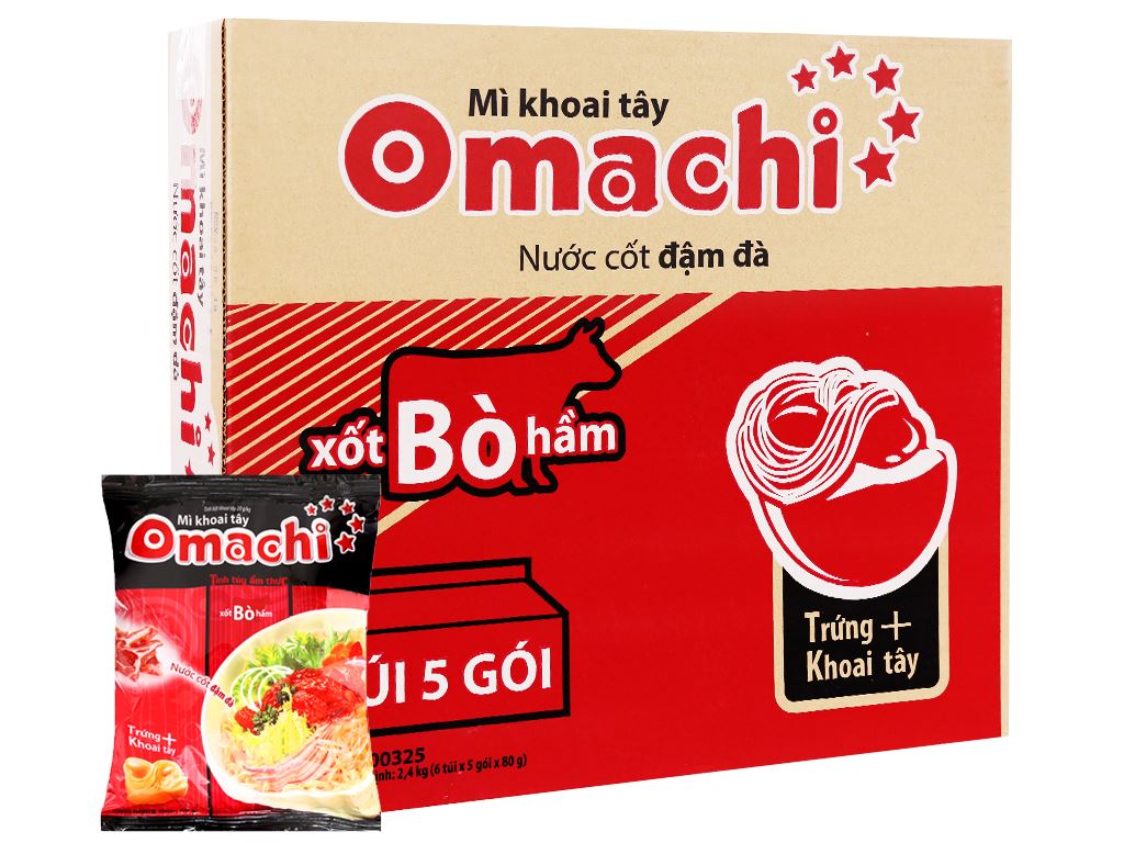 Omachi mì tôm xốt bò hầm 80g - 牛肉風味麵